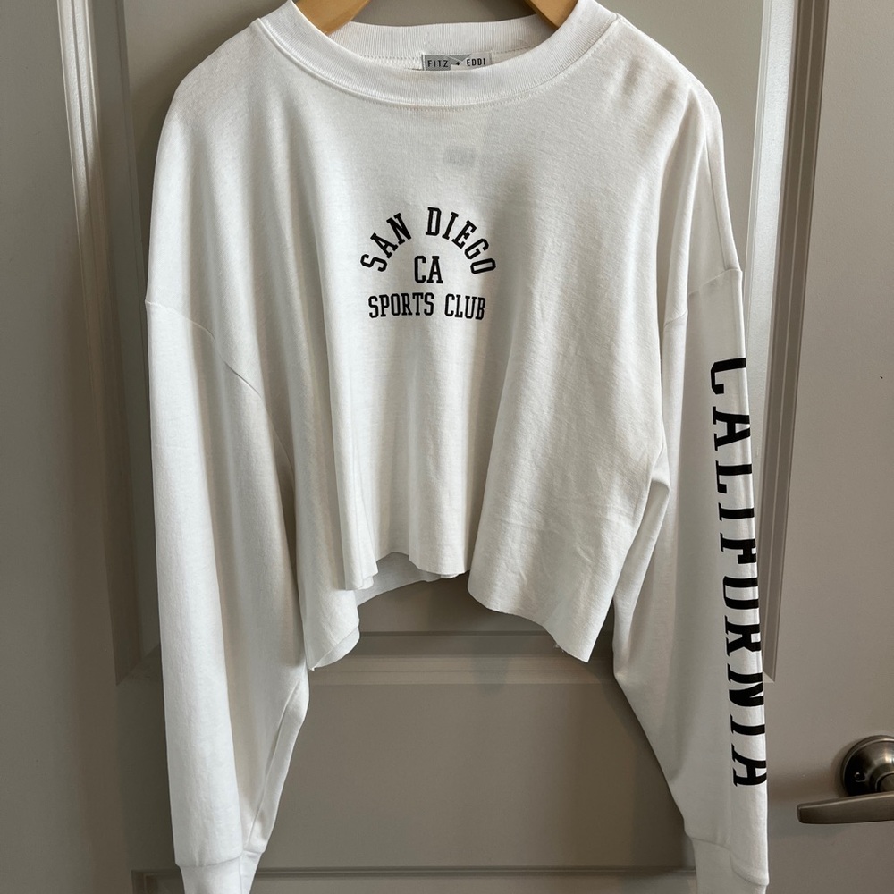 White San Diego Sports Club Cropped Sweatshirt